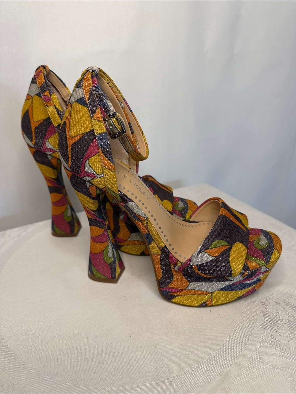 Chelsea & Violet Indi Vintage Print Platform Sandals